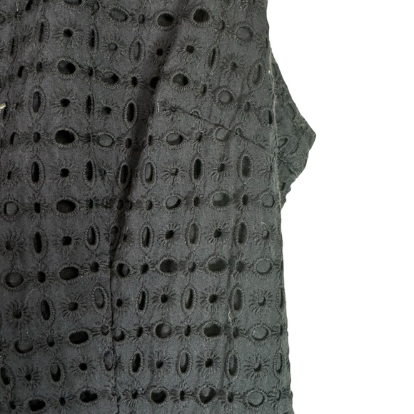 Boden Navy Eyelet Midi Dress Size 8 Long Button Front Sleeveless Cotton Office - Picture 7 of 9